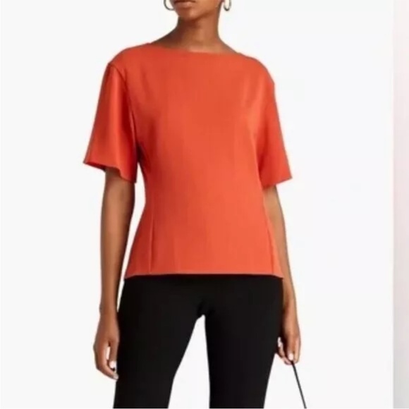 Theory Tops - NWT Theory SS Butterfly Too Dark Coral Size P